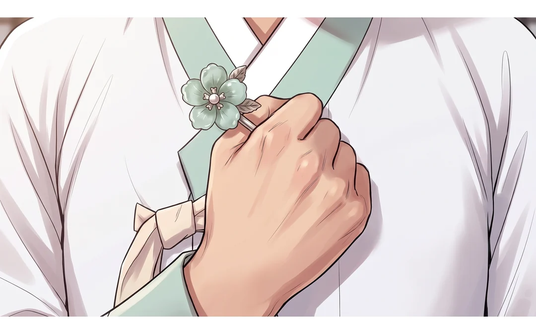 문을 보지 않고 말하는 연화. '축하요'에서 갈라지는 목소리. — 연화 "제 혼인을 바꿔 놓고, 축하요?"