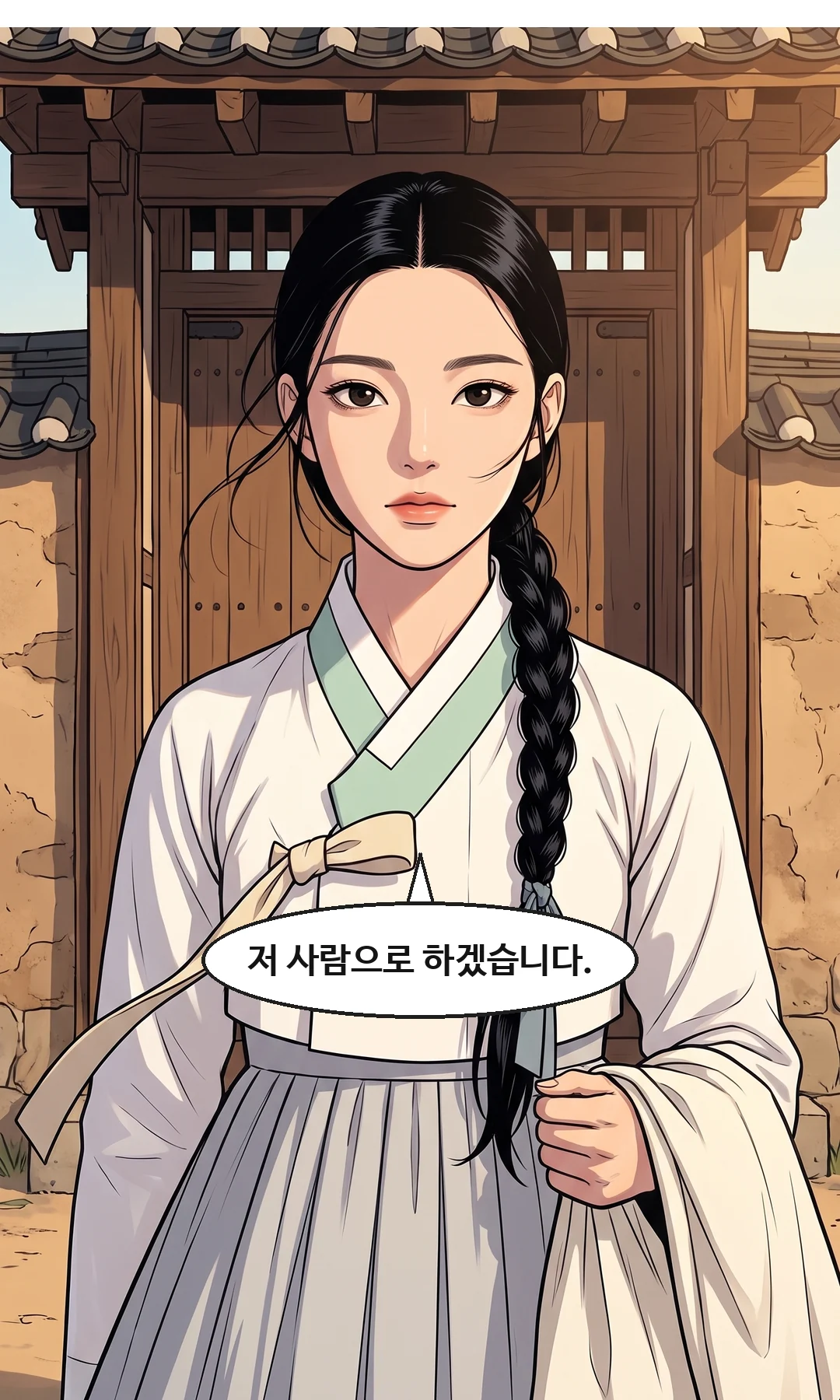 연화가 균형을 찾자 팔꿈치를 놓고 채령 앞에 선 무진. 위협이 아니라 사실을 말하듯. — 무진 "손대지 마십시오." 그 한마디만은, 거지의 목소리가 아니었다.