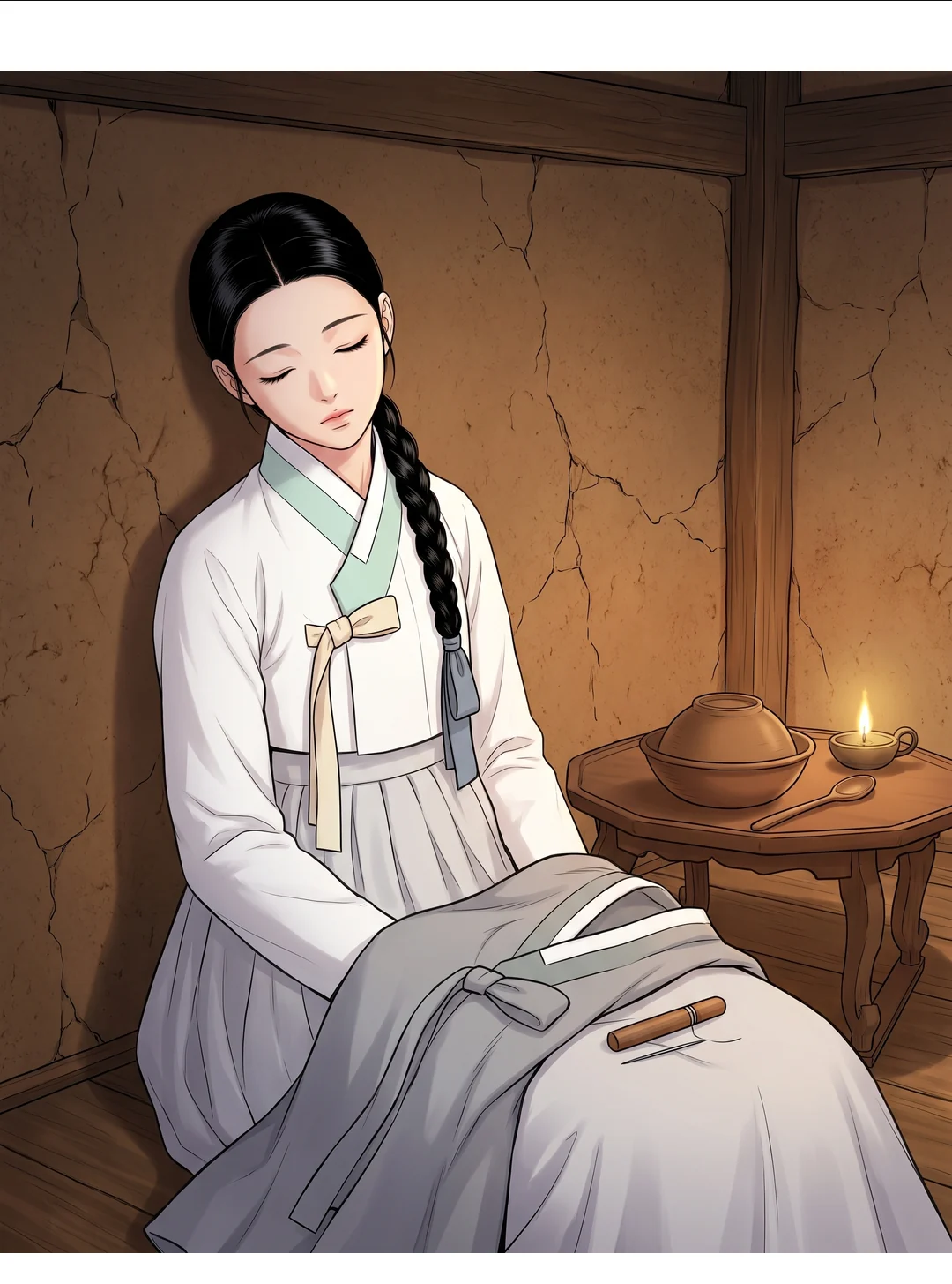 (손) 덮은 그릇을 연다. 반씩 나눈 밥에서 또 덜어 놓은 몫. — 반씩이라더니.