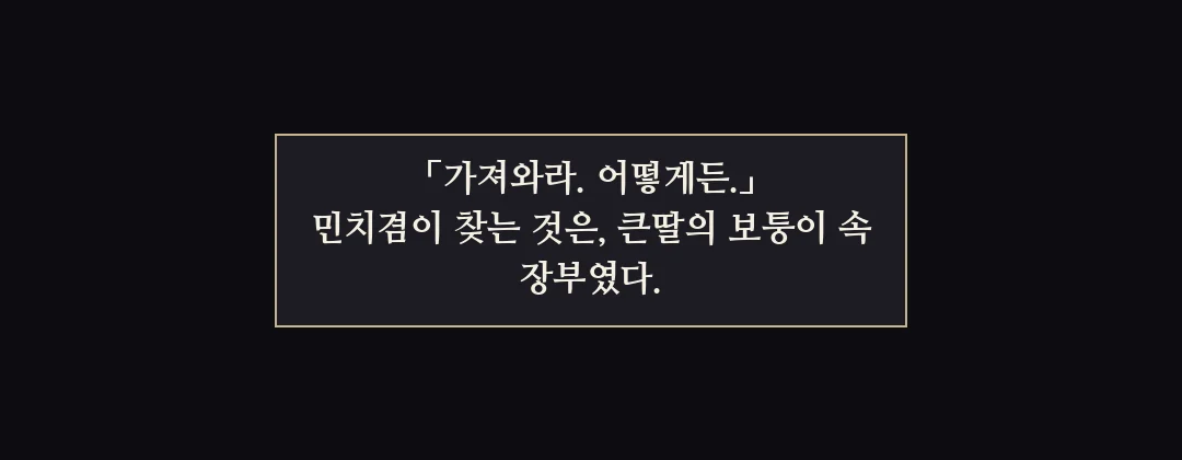 지난 이야기 — 가져와라, 어떻게든. 민치겸이 찾는 것은 큰딸의 보퉁이 속 장부였다. — 「가져와라. 어떻게든.」 민치겸이 찾는 것은, 큰딸의 보퉁이 속 장부였다.