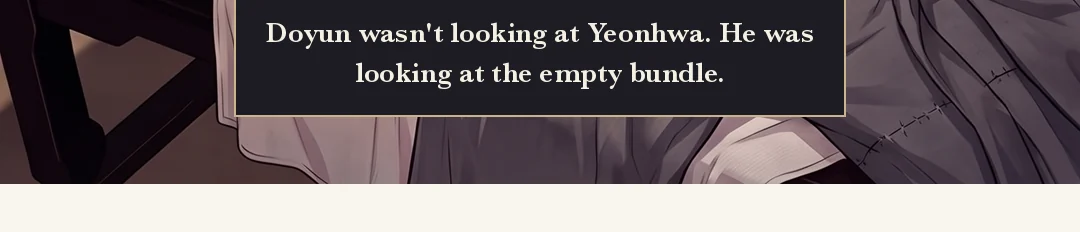 (new) Muyeong in the corridor — he holds the sheath crosswise and blocks the cudgel. / Mujin at the door. A call close to a shout. — clang Mujin: "Yeonhwa! Are you in there?"