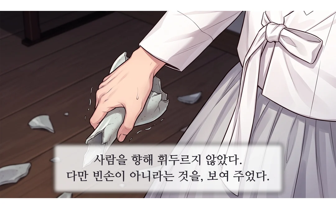 복도. 파열음을 들은 무진이 달린다. 뒤에서 무영이 칼집으로 사내의 몽둥이를 밀어낸다.