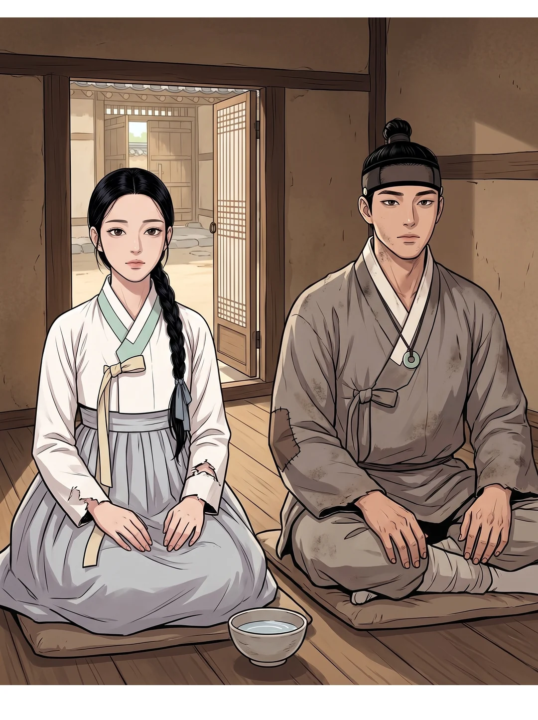 매매 문서의 붉은 수결을 보며 묻는 연화. 종이에서 눈을 떼지 않고. — 연화 "아버지가 직접 쓰셨어요?"