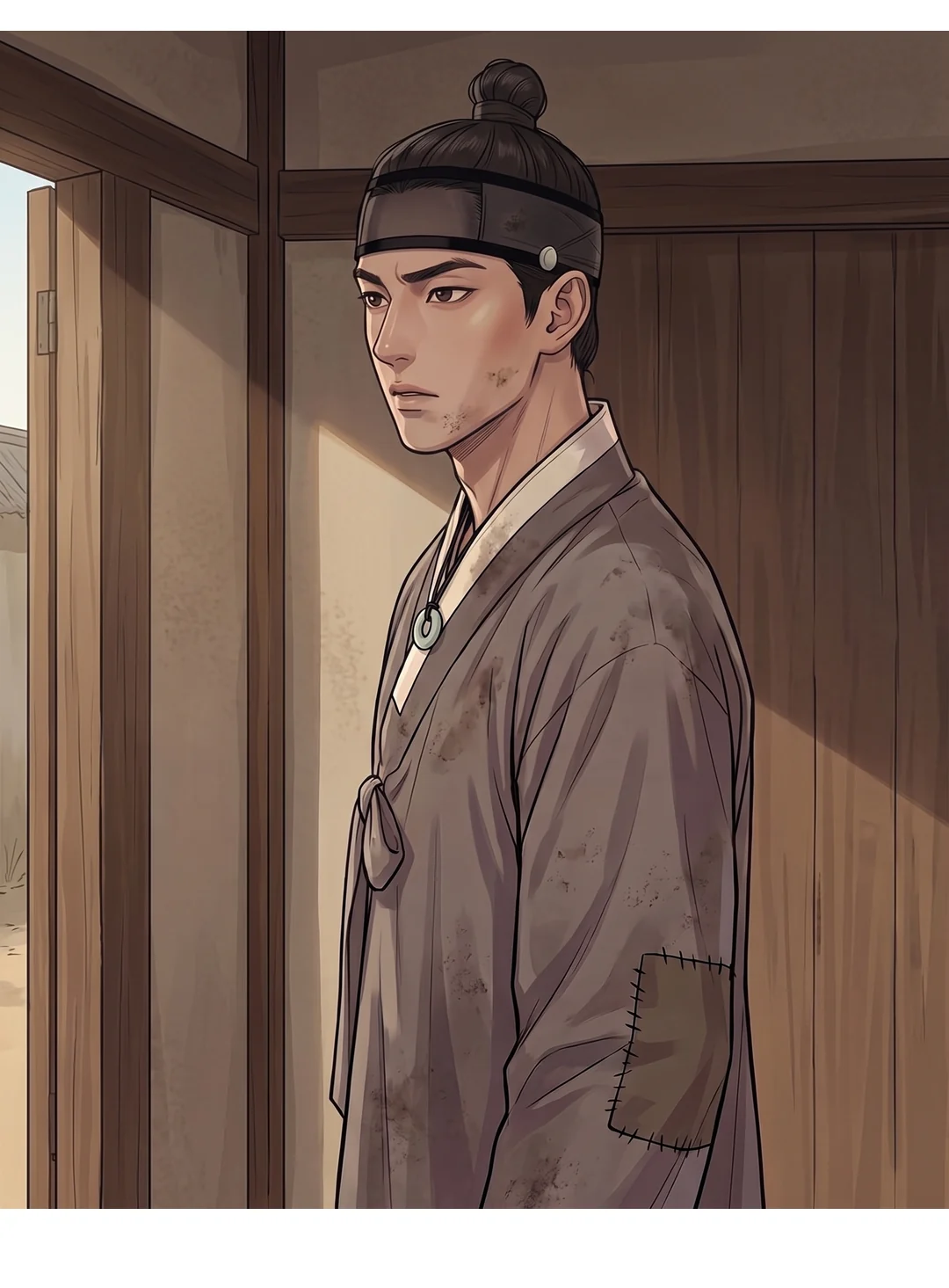 물그릇을 밀어 두고 그를 정면으로 보는 연화. '…' 뒤가 낮아진다. — 장부. 또 장부였다. 아버지도, 도윤도, 행수도 — 그리고 이 사람도. 연화 "당신도… 그 책을 찾으셨어요?"