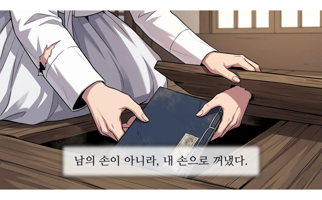 (신규) 문턱에 선 이헌. 들어오지 않고 기다린다. — 이헌 "들어가도 되겠소?" 왕이, 초가 문턱에서 허락을 구했다.