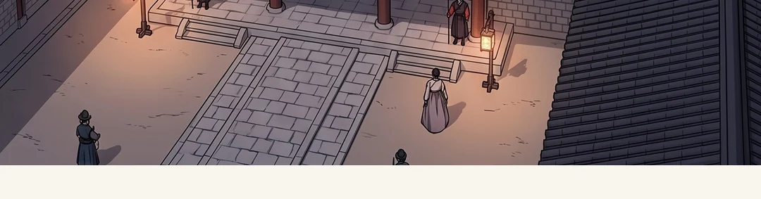 (new) Before the garrison gate. Sol-i, brought by Muyeong, hesitates at the threshold. / (new) Sol-i seeing Yeonhwa from the doorway of the room. Her eyes widen and she bites her lip. — Sol-i, brought by Muyeong, hesitated a long while at the door. The one who in Ep. 1 followed behind her, calling her my lady.