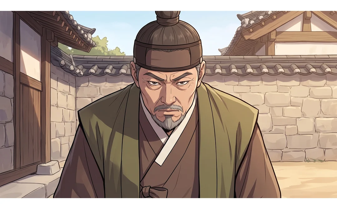 (신규) 호위 곁의 솔이. 시선을 받고 움츠러든다.