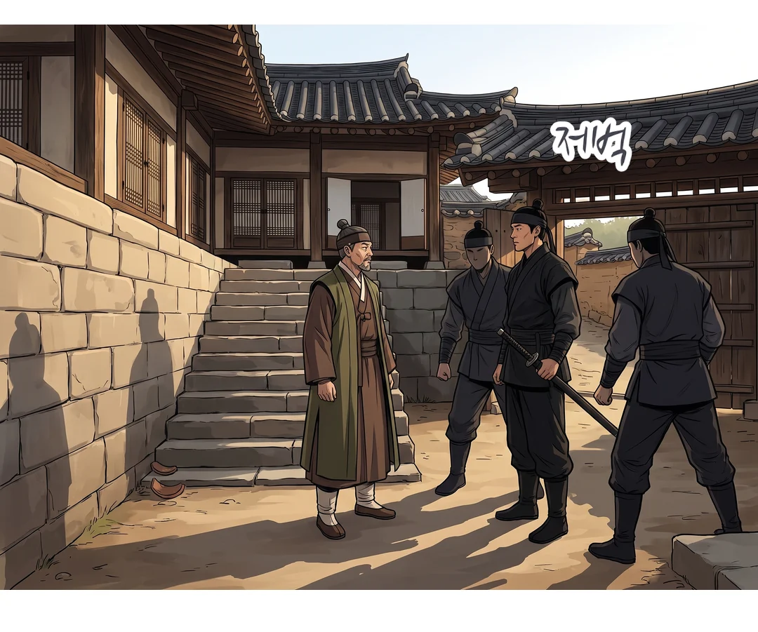 (손) 태식의 팔이 뒤로 모여 실제로 묶인다. 줄 인서트.