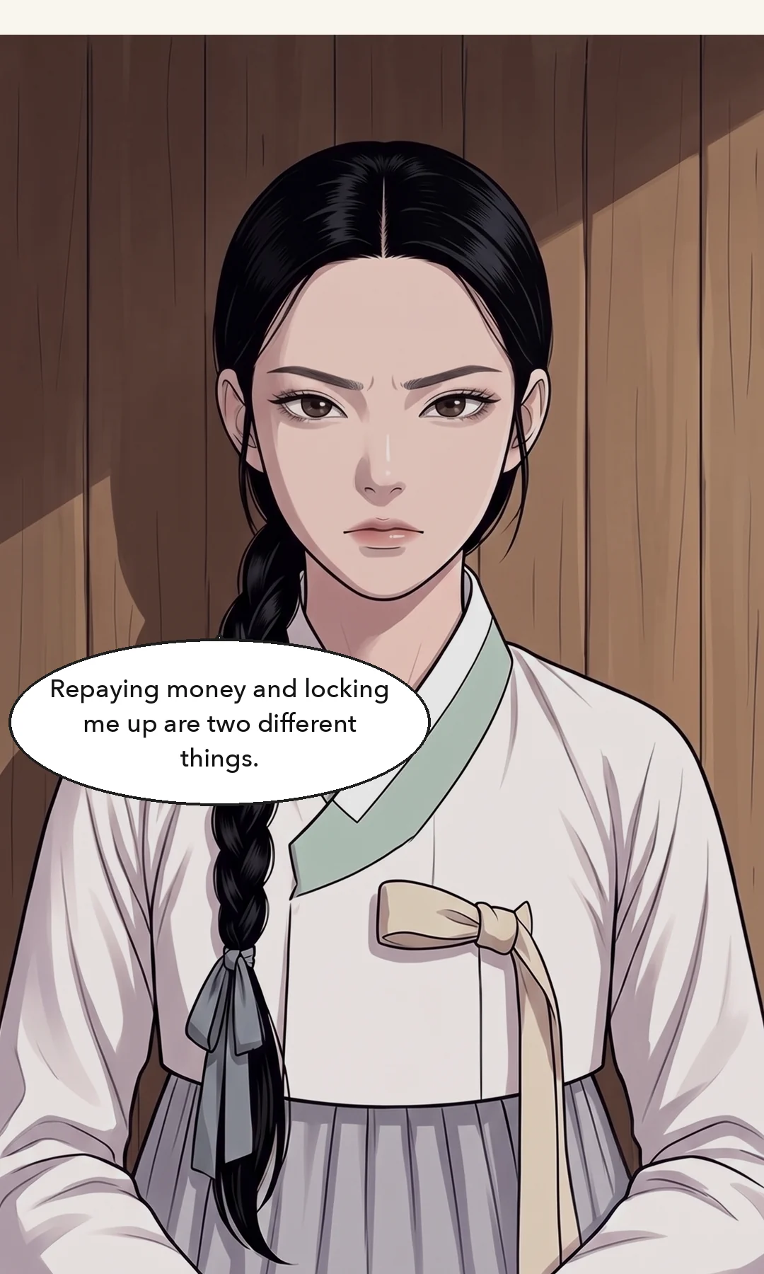 (hands) Yeonhwa's hand laying the pin on the white cloth in Sol-i's hands. / Chaeryeong's face, one second. No words. — It took twelve episodes for what was taken to come back. What came back was not the pin but the order of things.