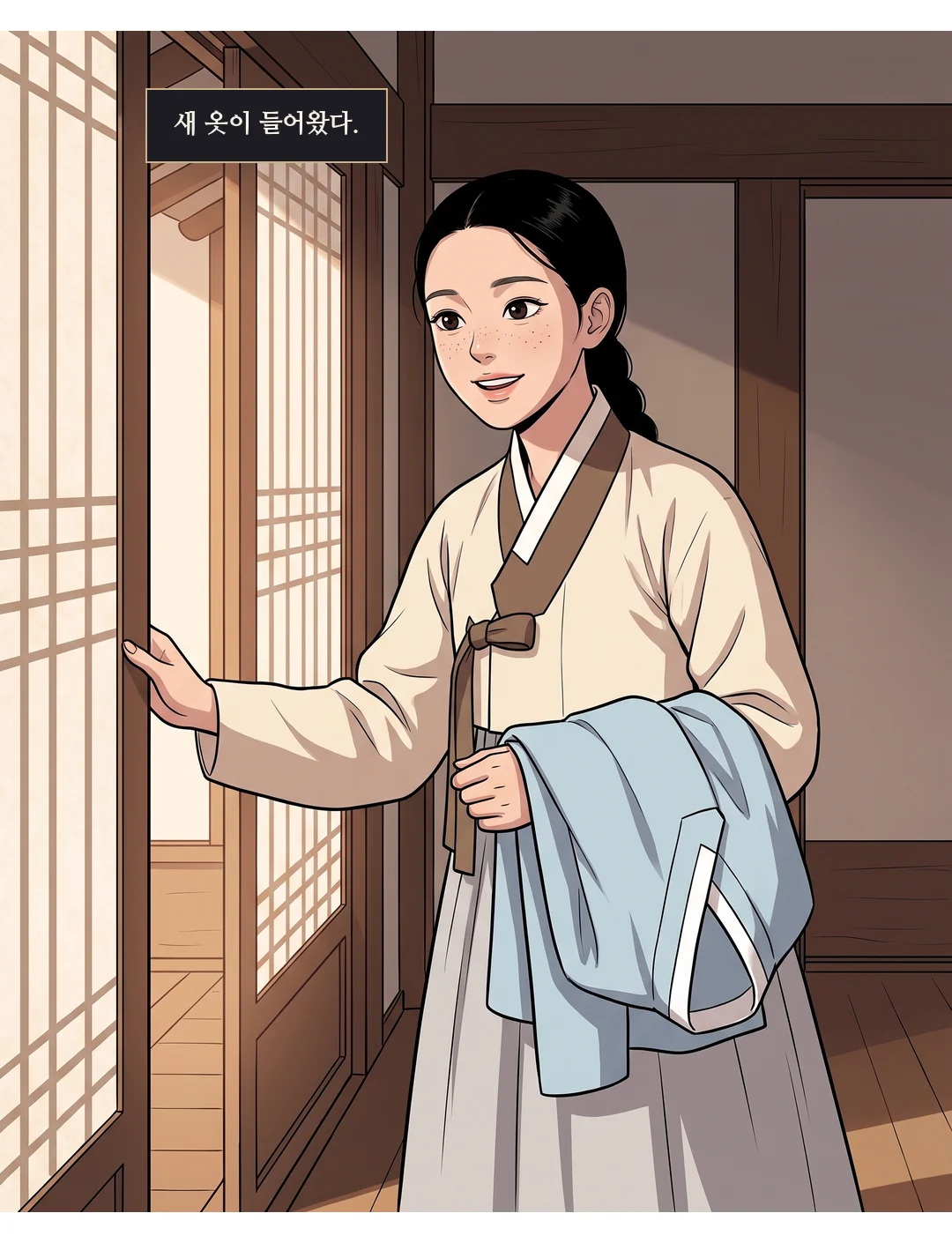새 옷의 연화 얼굴. 입 다문 작은 미소. — 찢긴 채로 걸어온 길이었다. 고쳐 준다는 말을, 처음 들었다.