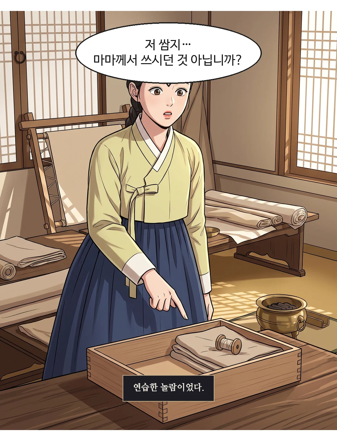 연화 정면. 차가운 분노 — 평소보다 낮고 느리게, 한 단어씩. 질문이 아니다. — 연화 "난 그걸 만진 적이 없어요."