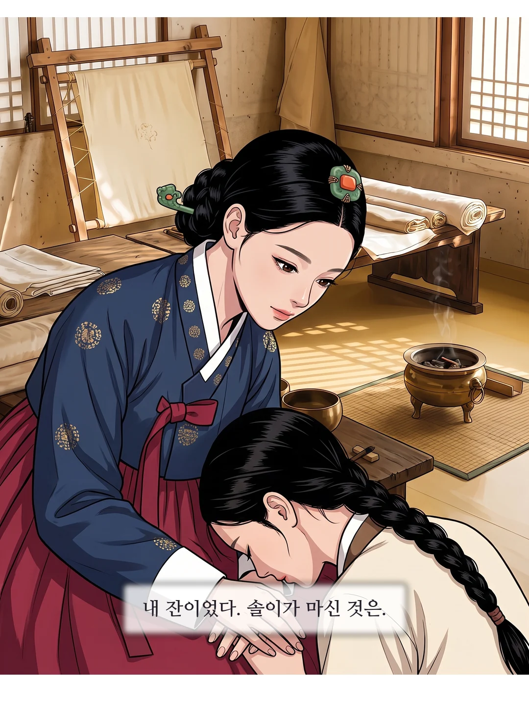 연화. 한 마디만. 담담 — 낮고 고르게. 부탁이 아니라 요청. — 연화 "솔이 옆에 있게 해 주세요."