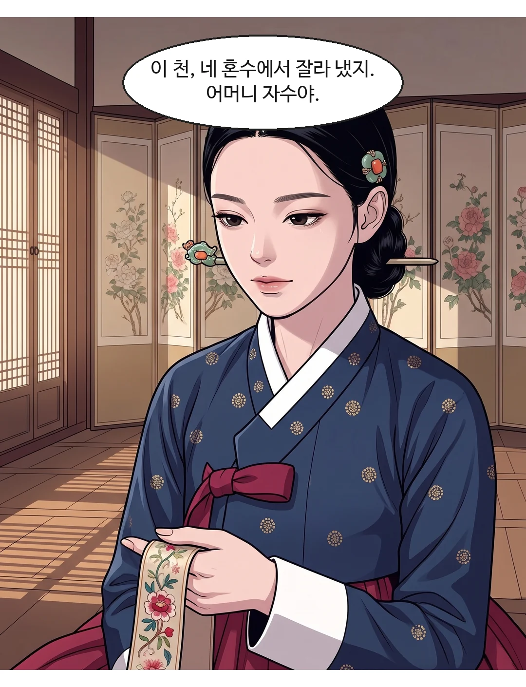 채령. 연화가 아니라 상궁 쪽을 보며. 얇아짐 — 처음으로 높아진다, 빠르게. — 채령 "잠깐 아프게만 하려고… 죽이려던 건 아니에요."