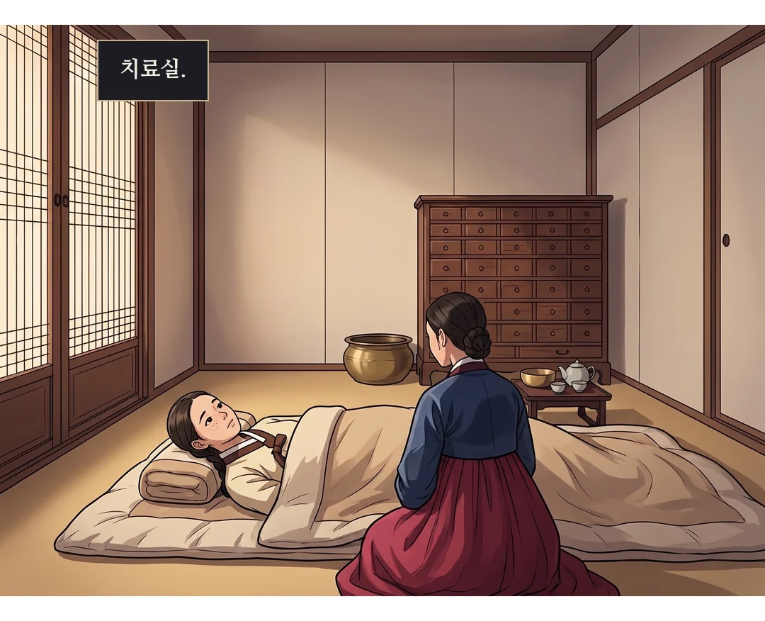 연화가 바로 고개를 젓고 손을 잡는다. 울음 직전의 흔들림 — 목소리가 갈라지고 눈물은 떨어지지 않는다. — 연화 "네가 아픈 게 어떻게 다행이야."