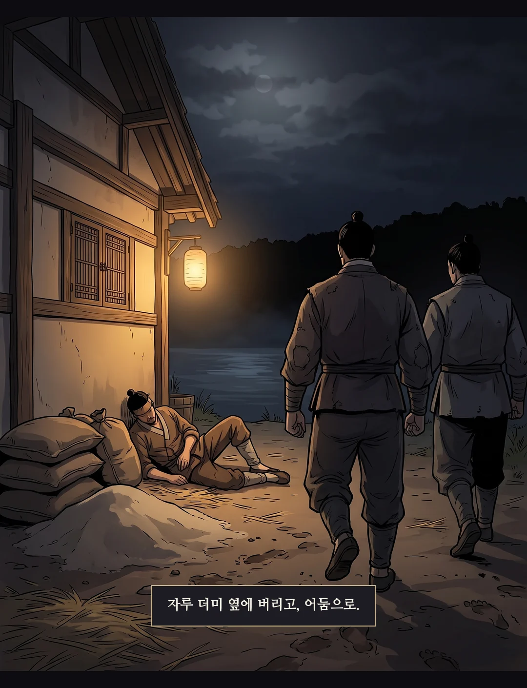 (손) 자루가 열리고 곡식 대신 모래가 쏟아진다. — 스르르