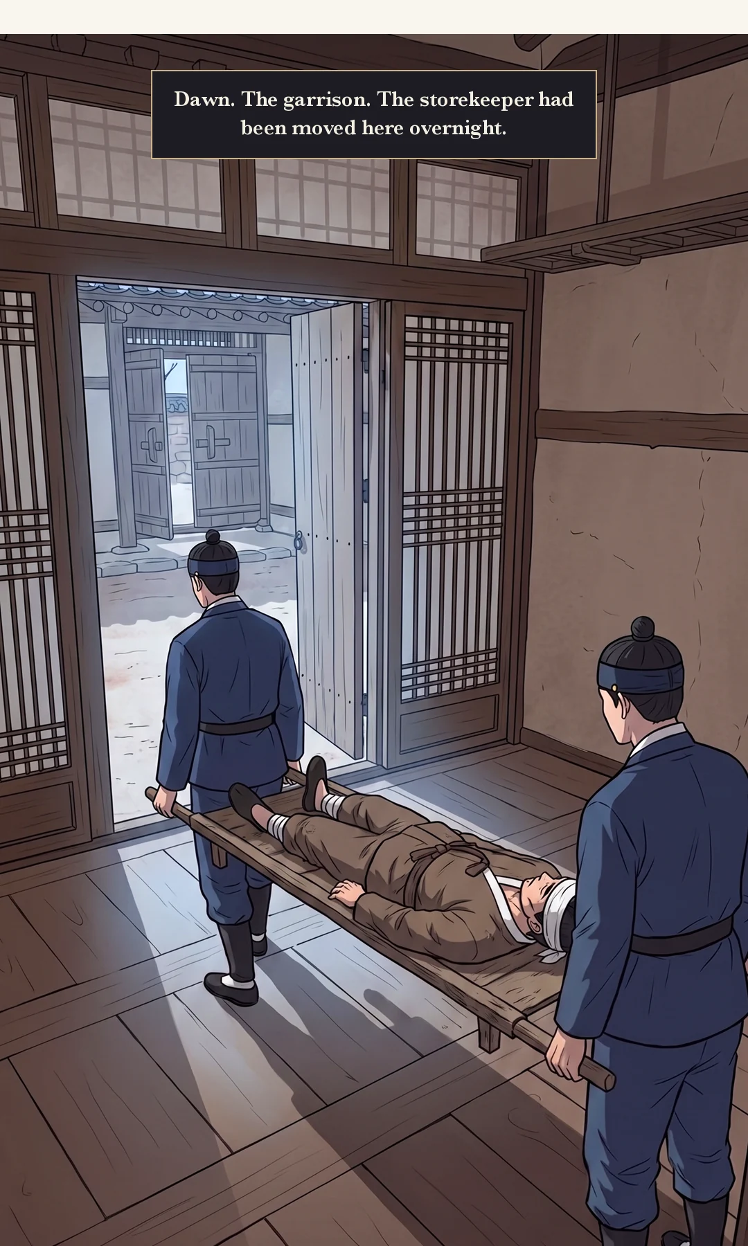 Yeonhwa. Her first cry ① — loud and high, breaking. Not at Yi Heon but at the air. — Yeonhwa: "Is this how they killed my mother too?" It was Yeonhwa's first cry in this story.