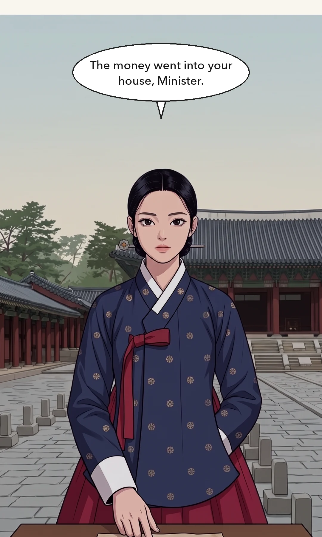 (hands) Yi Heon sweeps the cap off the table with his own hand and passes it to Muyeong. / (hands) Muyeong draws Min Chi-gyeom's arms behind him and binds them — this time to the end. — The cap into Muyeong's hands. This time, to the end.