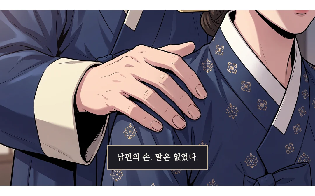 HARD CUT. 오전 외전. 단 위의 큰 전각, 돌마당, 품계석. 전경. — 같은 날 오전. 궁 외전 — 공식 접견. 왕은 처음으로 용포와 익선관을 입었다.