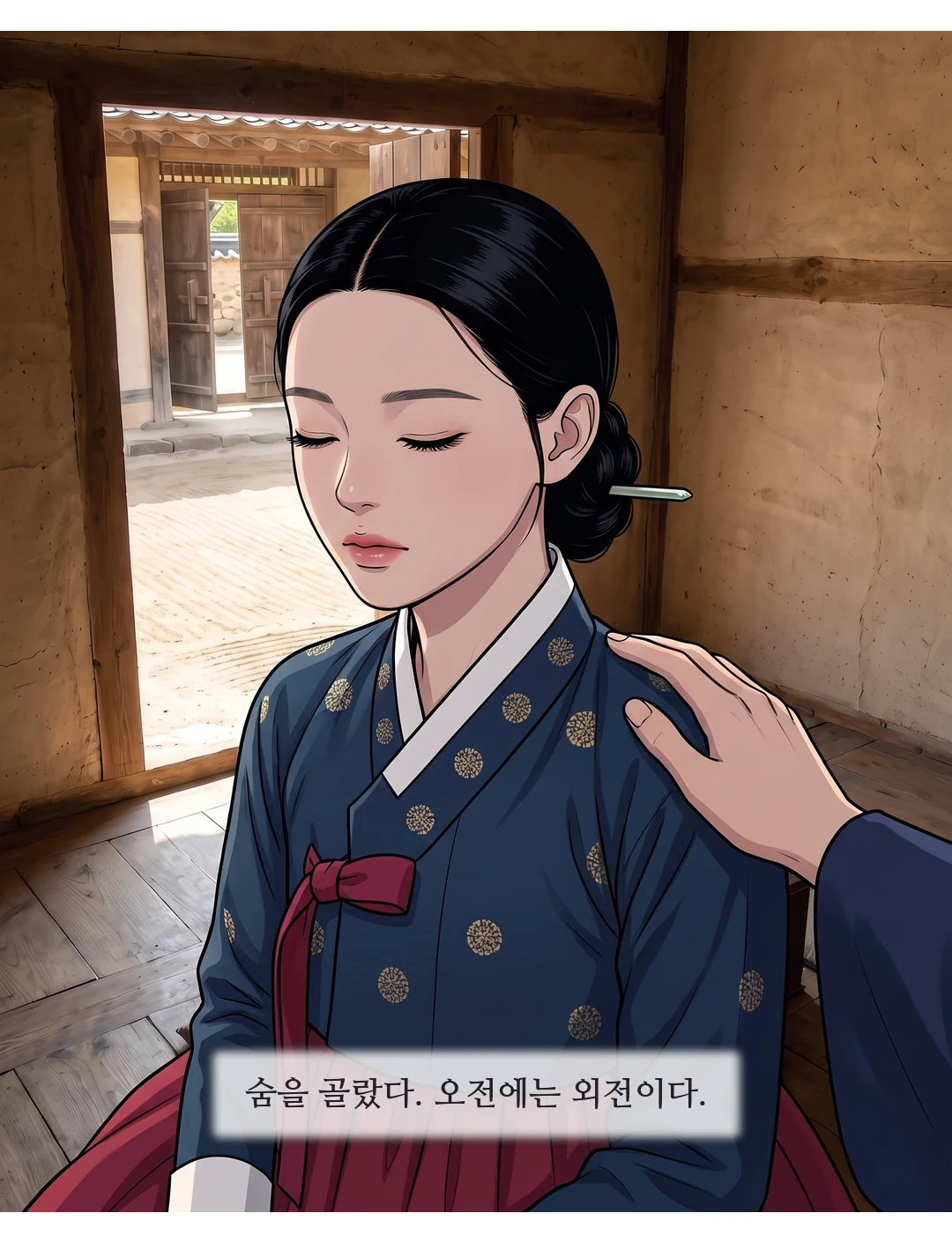 용포·익선관의 이헌. 첫 왕복. 단 위에서 내려다본다. — 용포·익선관 — 첫 왕복.