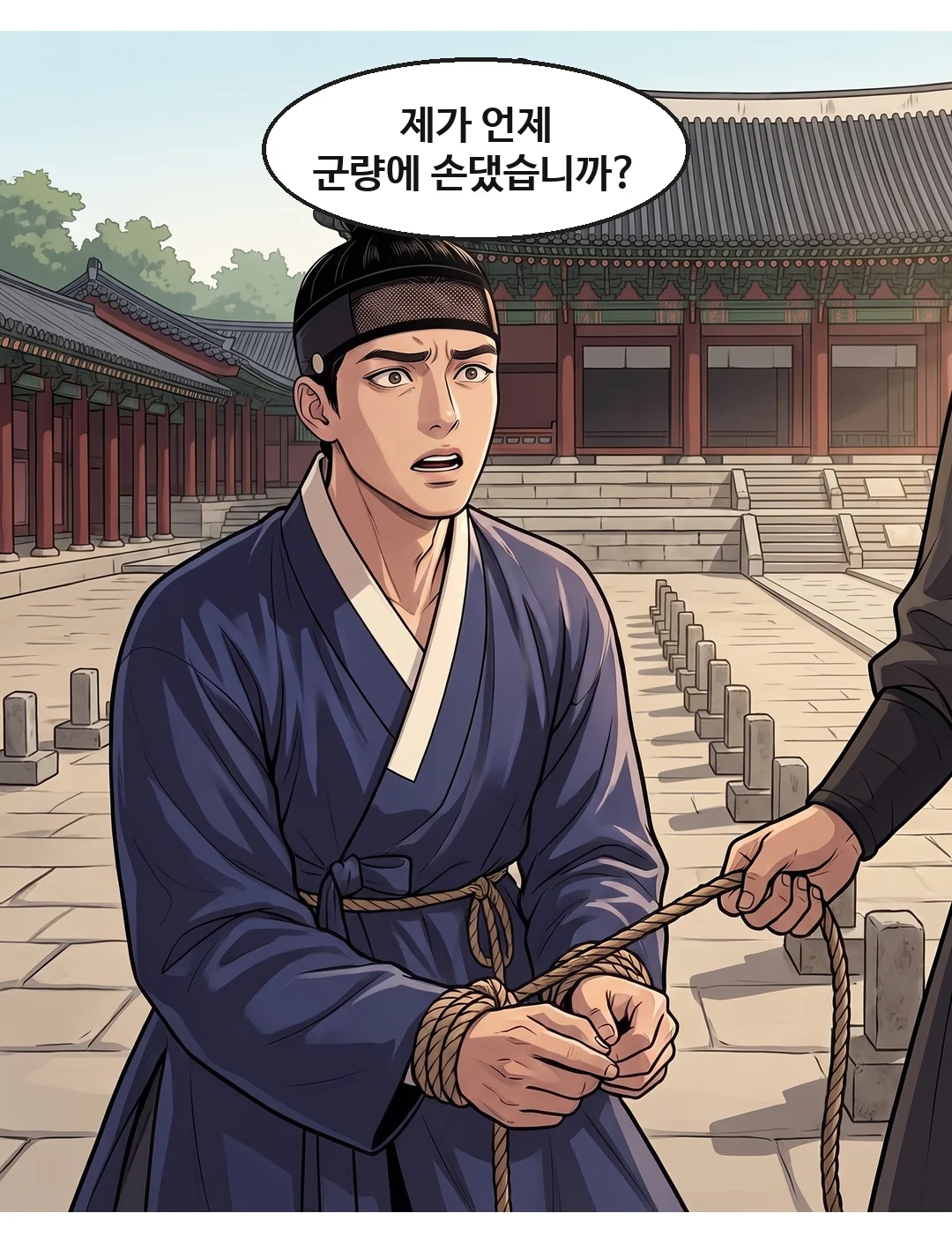도윤이 처음으로 아버지를 똑바로 본다. 살기 위해 쏟아낸다. 갈라짐 → 빠르게. — 도윤 "저를 버리시는 겁니까? …서안 아래, 붉은 끈으로 묶은 문서입니다."