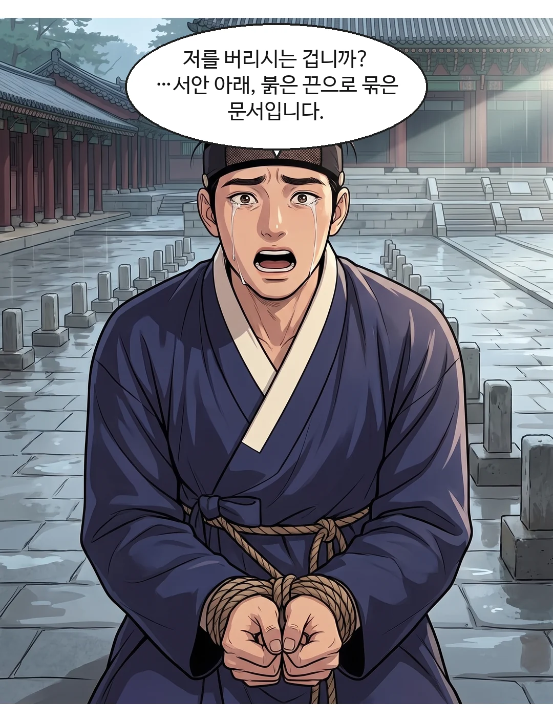 (띠) 민치겸의 미소가 멎는다. — 미소가 멎었다. 다시 돌아오지 않는다.