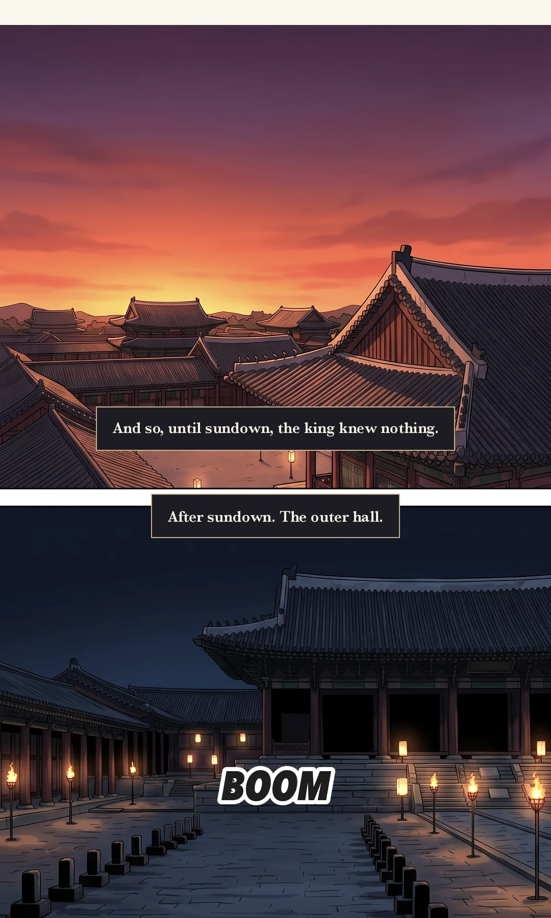 Doyun looks straight at his father. Breaking — high, fast. — Doyun: "Were you not the one who made me the culprit?"