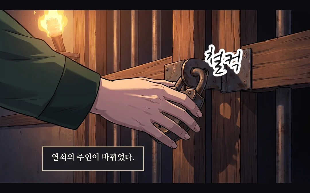 (눈 띠) 민치겸의 얼굴 크롭 — 눈썹에서 턱까지. 값을 매기는 눈. — 그 한 마디가 그 밤의 값이 되었다.