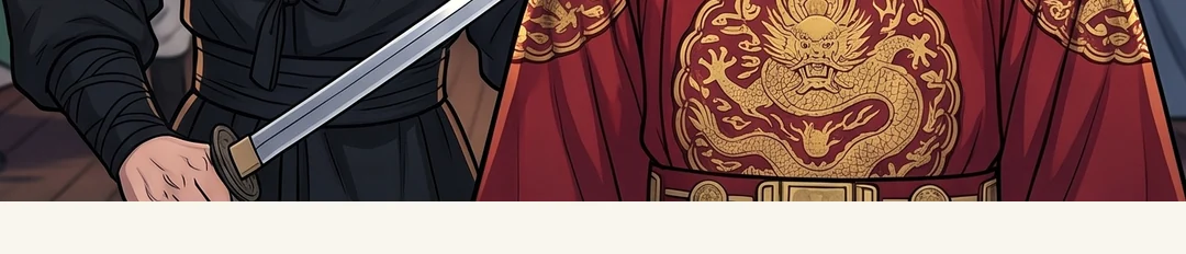 Yeonhwa holds out the ledger case to Sol-i. / (webtoon bridge) The ledger case in Sol-i's arms. Yeonhwa's hands are empty now. — Yeonhwa: "Sol-i, take the ledger to the Queen Dowager!"