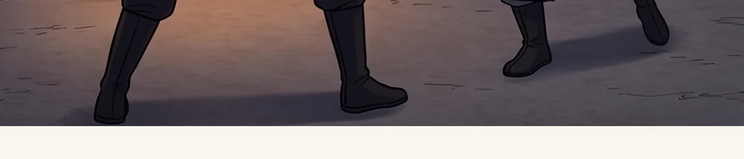 (webtoon bridge) A hand in a red dragon-robe sleeve and a hand in a navy sleeve. Their fingertips have not met. / Through the gap of the door the king sees the rebels closing and calls to her. — Yi Heon: "Yeonhwa! Get back!"
