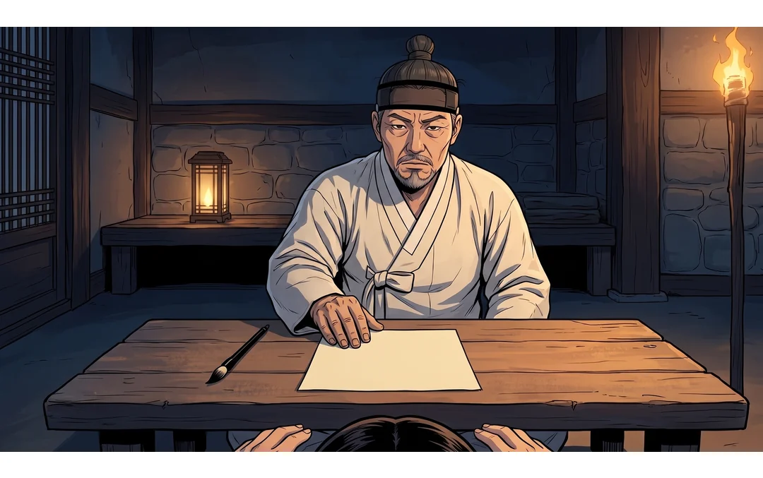연화의 손이 붓을 지나간다. 붓은 제자리에 남는다.