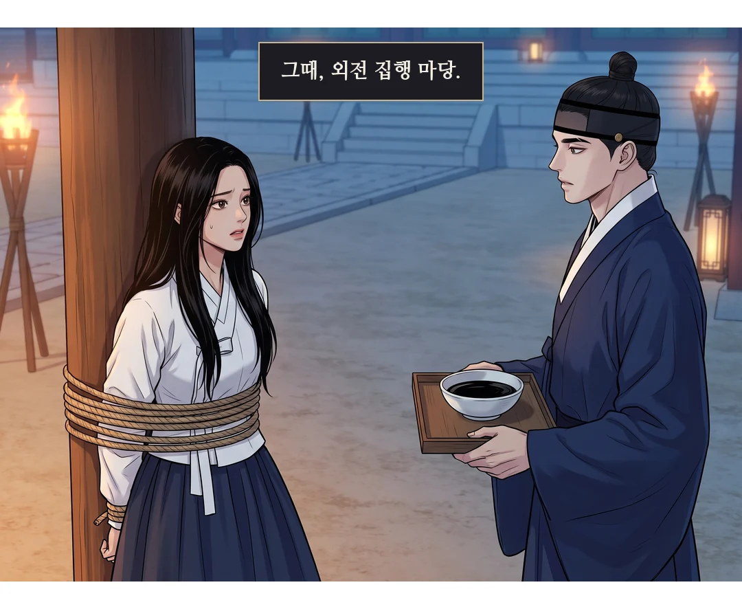 같은 시각 집행 마당. 연화는 아직 구출을 모른다. — 그때, 외전 집행 마당.