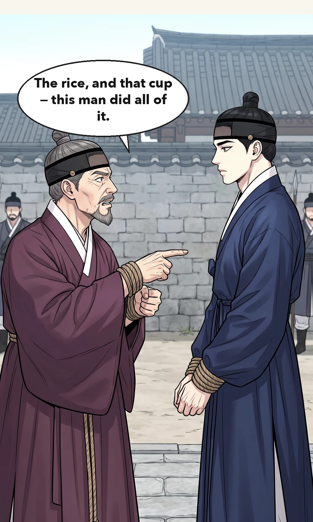Yeonhwa speaks to Min Chi-gyeom. — Yeonhwa: "It was your son who told us where it was hidden."