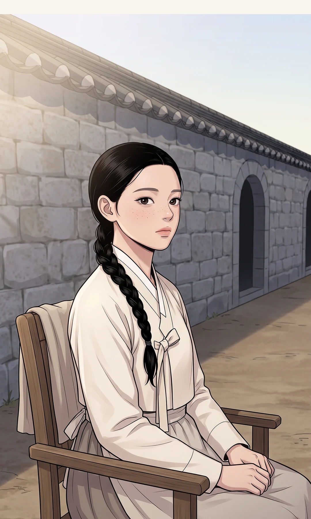 끌려 나가는 채령 → 돌아보지 않는 연화. — 덥석 채령 "언니, 나 좀 봐!" 연화는 돌아보지 않았다.