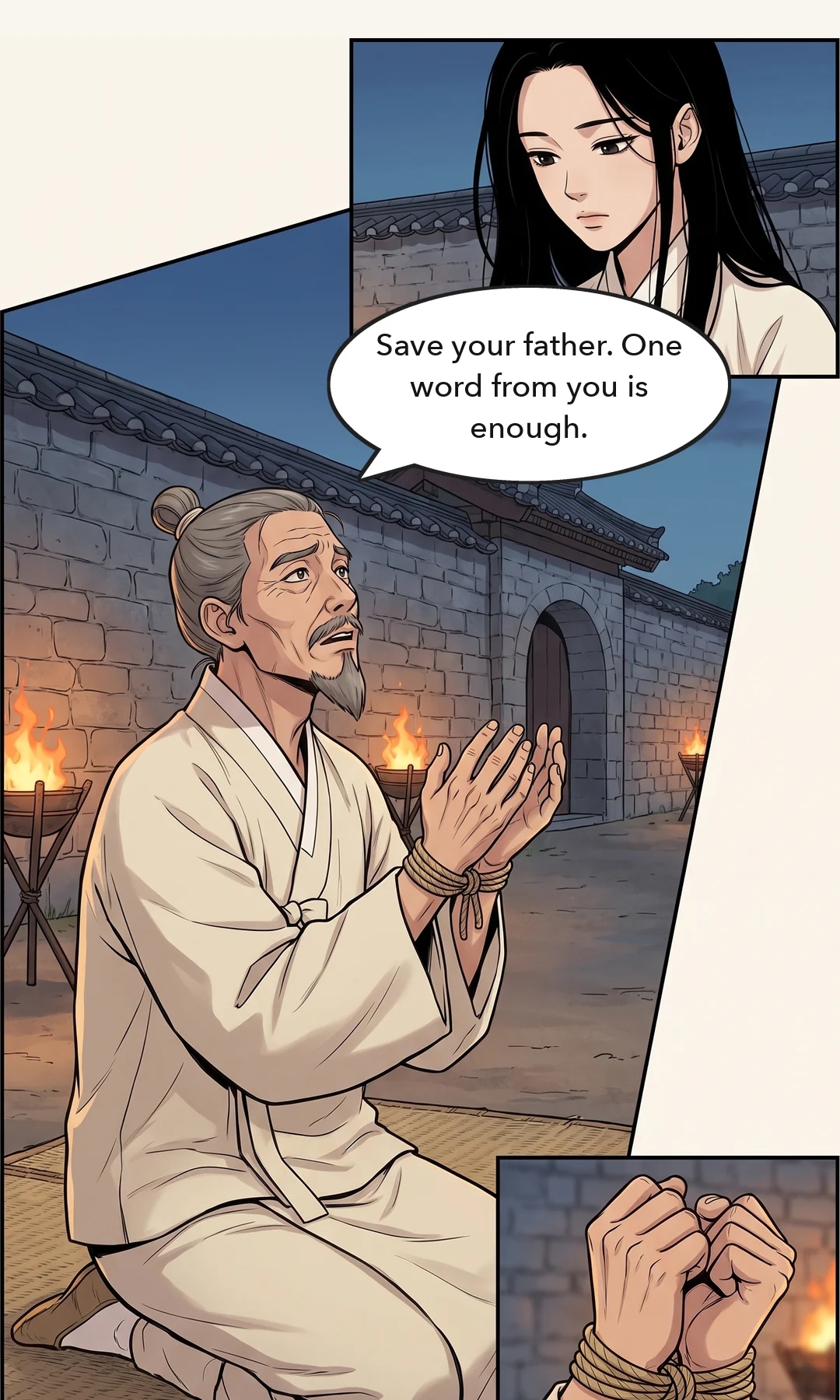 Yeonhwa takes in those words. One line of tears. — Yeonhwa: "My mother did not abandon me."