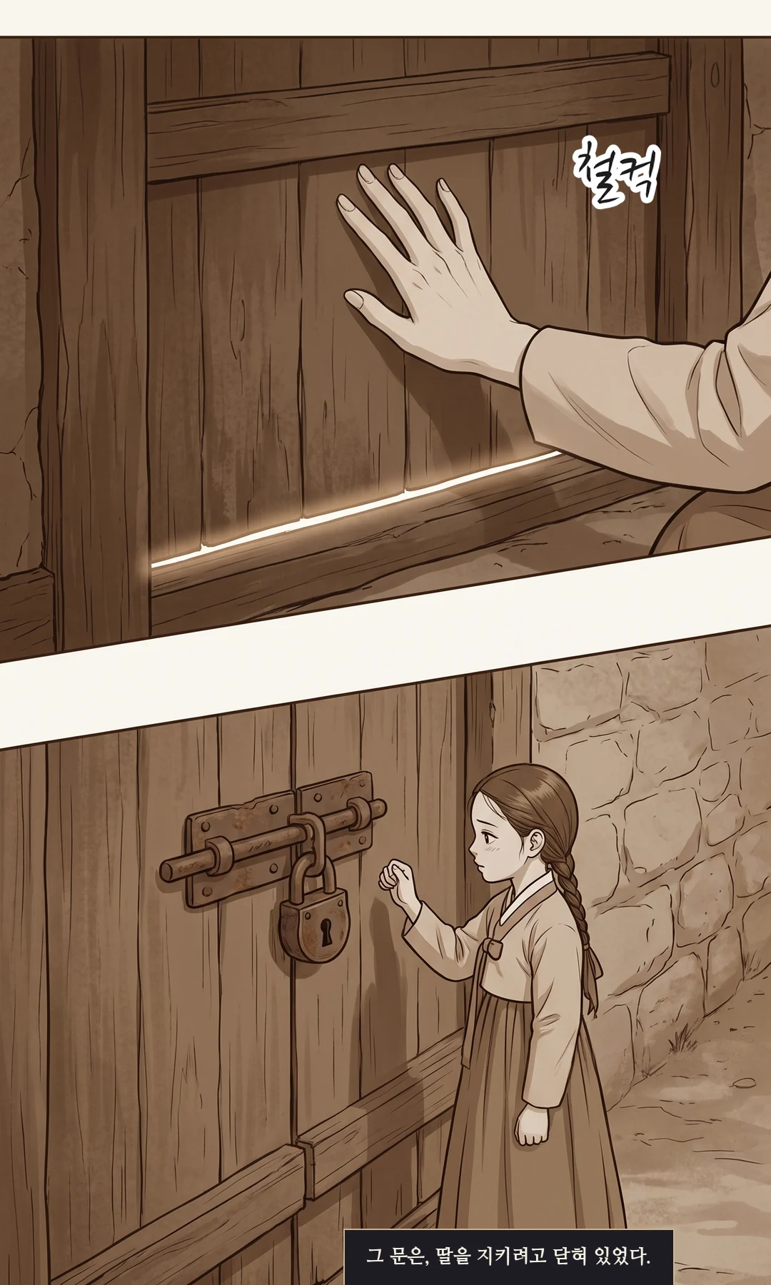 왕이 선고한다. — 이헌 "들은 대로다." 이헌 "신분과 재산을 거두고, 평생 가둔다."