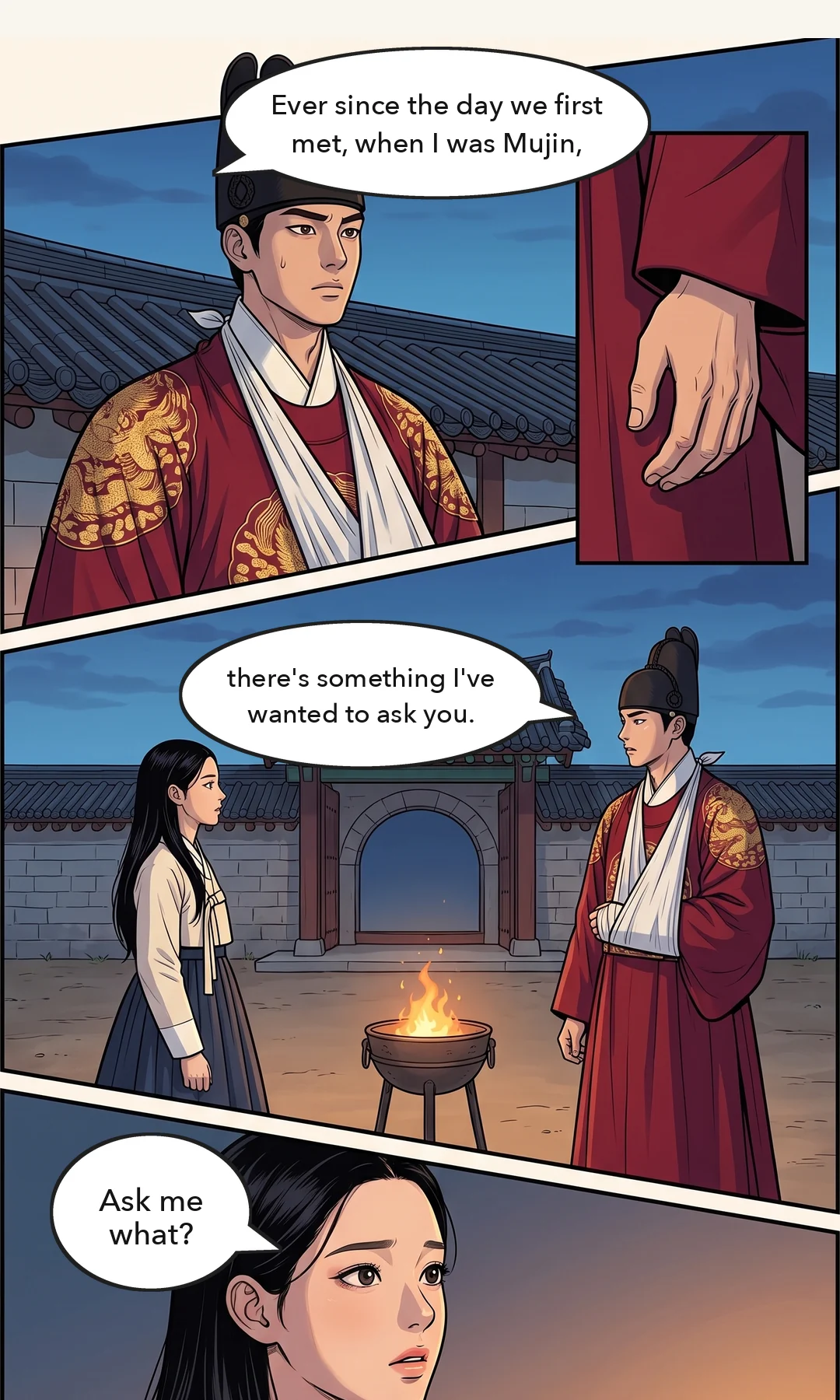 Yeonhwa chooses. — Yeonhwa: "This time too, I choose knowing." It was the same the day she first chose him. This time too, she chose knowing.