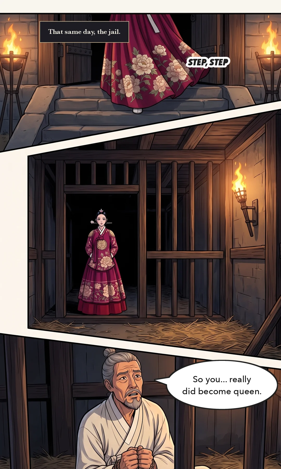 Yeonhwa turns away, and the cell door closes. — boom clack