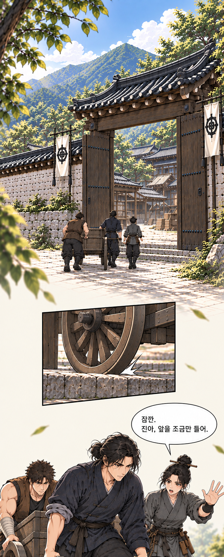 마교협객 1화 장면 P01A. 대사: 잠깐. 진아, 앞을 조금만 들어.
