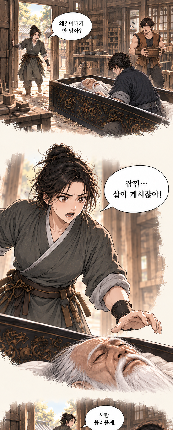 마교협객 1화 장면 P14. 대사: 만복아, 이쪽!