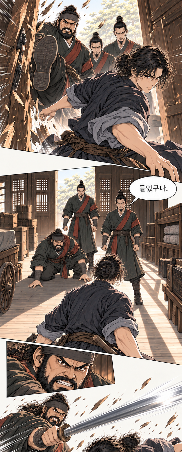 마교협객 1화 장면 P22A. 대사: 무공을 준다고? 저자가 천하제일? 언제부터인지 물어봐라. 천하제일이 되신 지 얼마나 됐어요? 한 여덟 해 됐지.