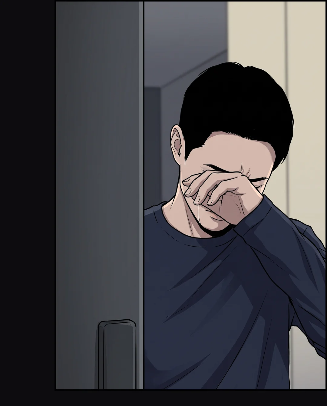 Jun rubbing his eyes.