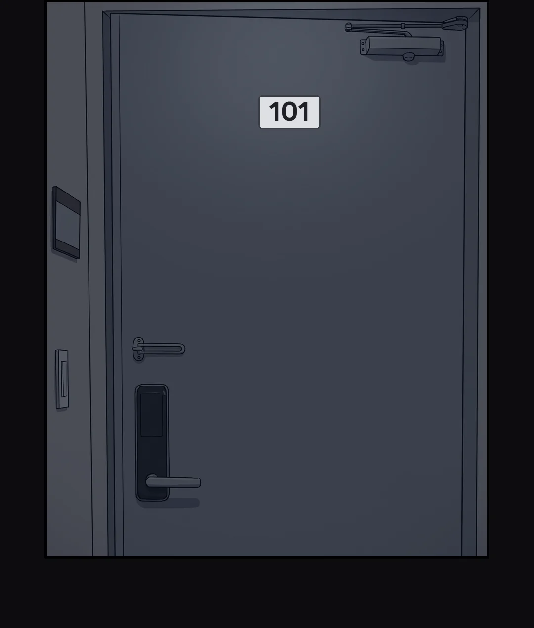 밤, 101호 현관문.
