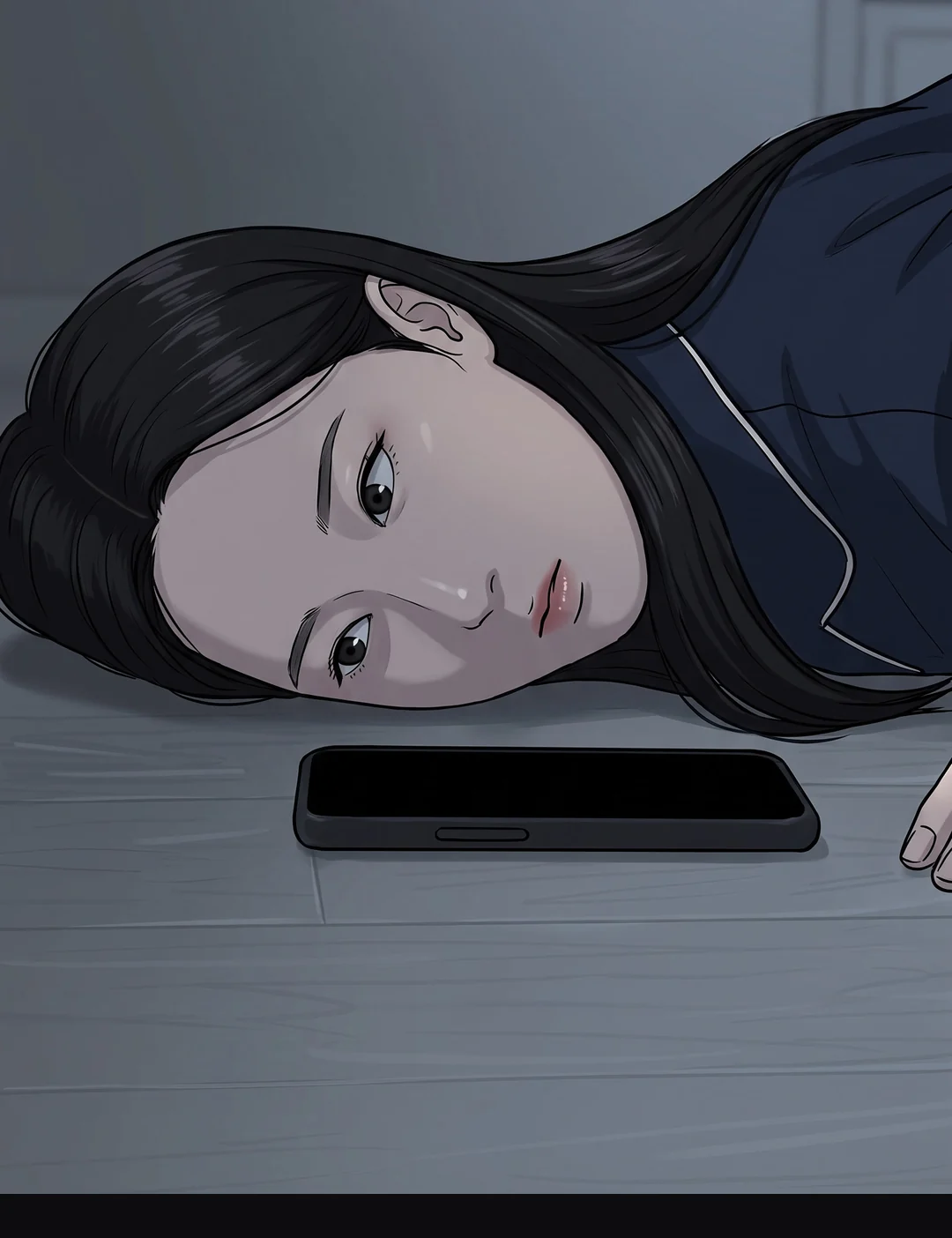 머리카락 바로 앞까지 다가온 손.