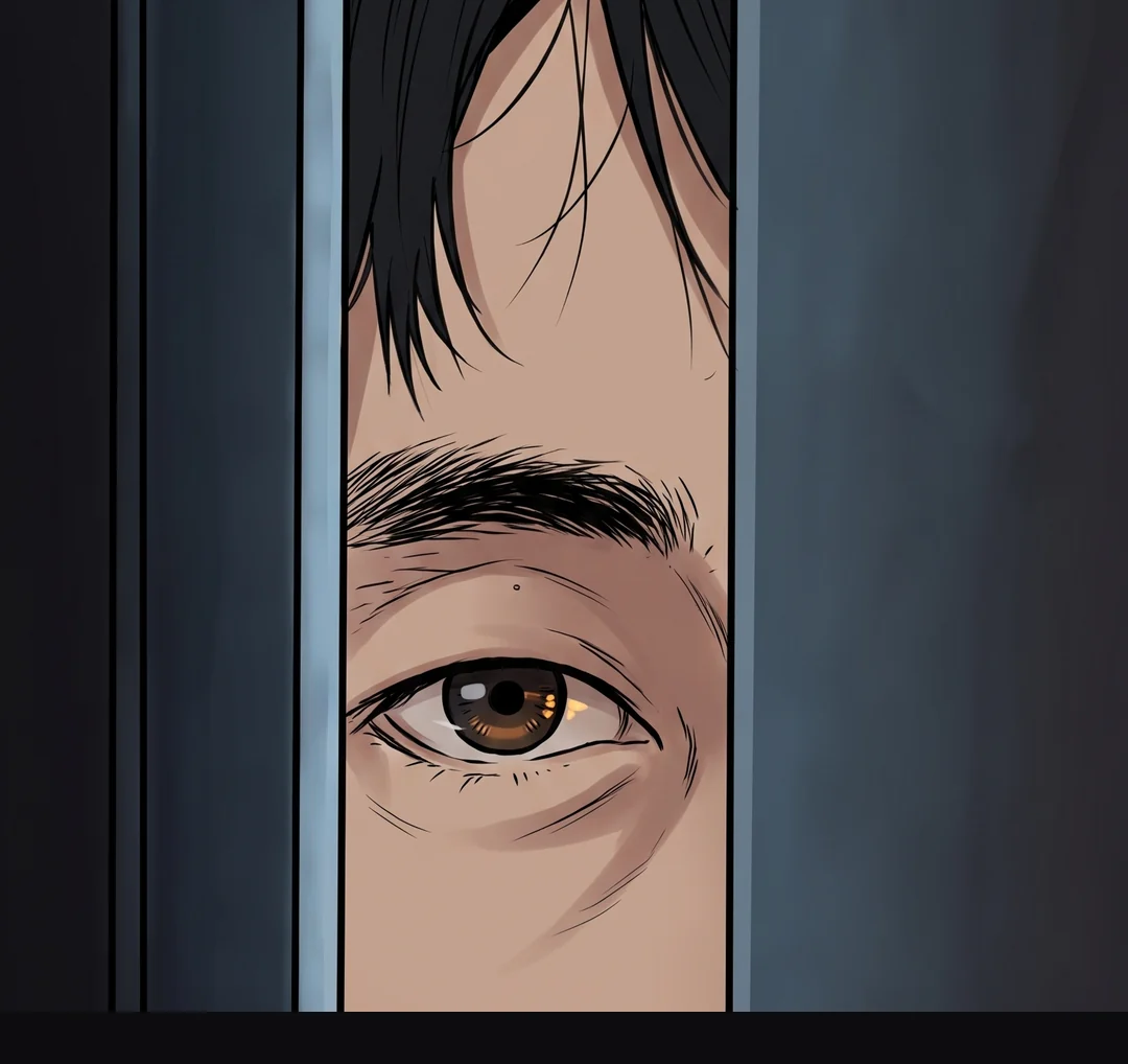 무언가에 걸린 그의 눈.