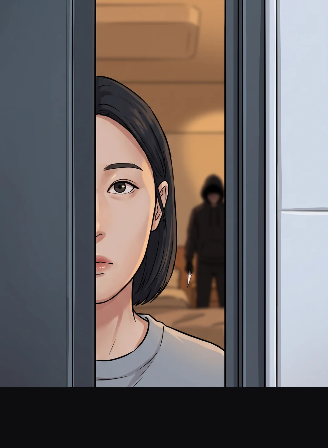 지안 뒤, 방 끝에 일어선 형체.