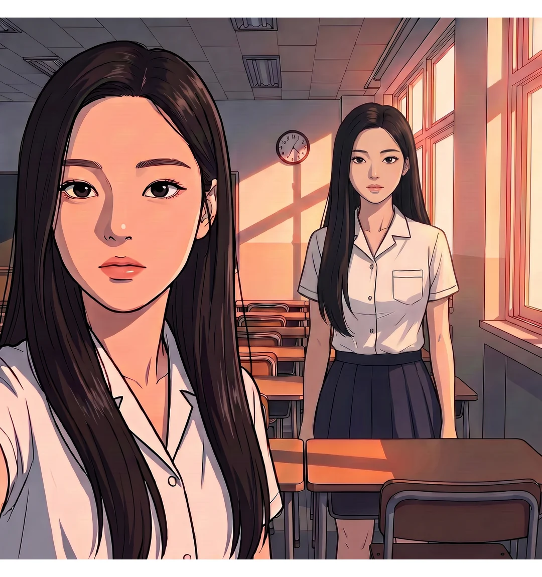 The third photo. The figure has come up to the front aisle. It has Yena's face.