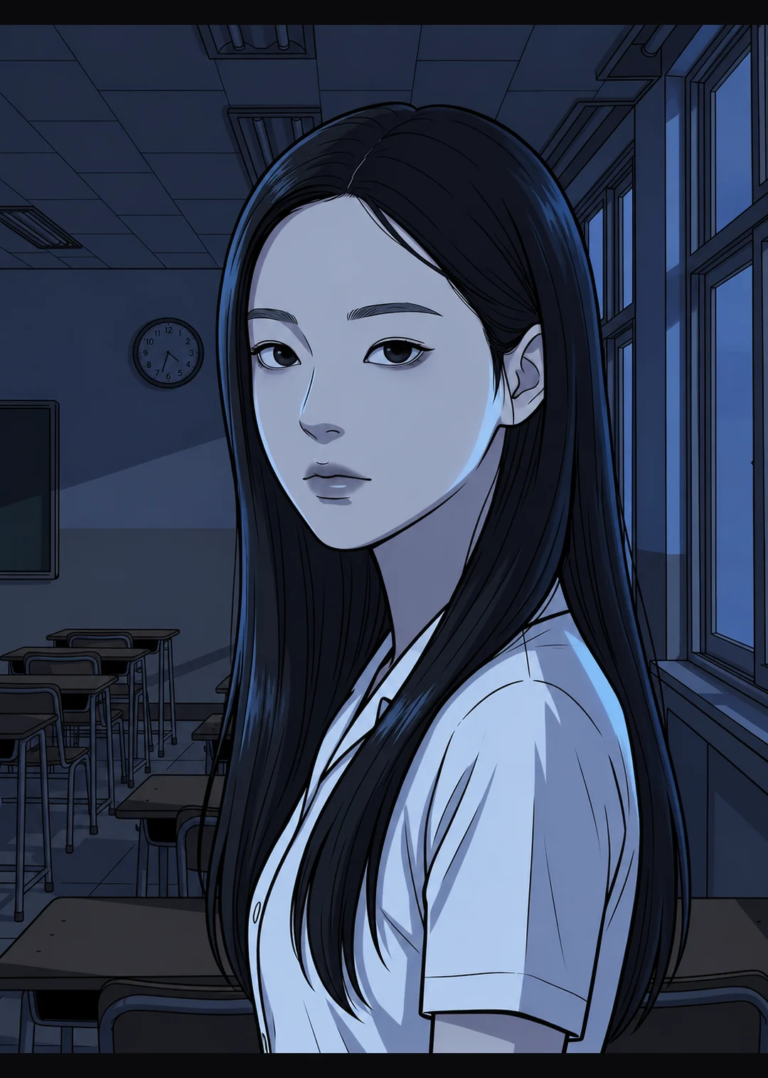 The thing that looks like Yena turns around. Its skin is a cold blue-grey and there is no life in its eyes.